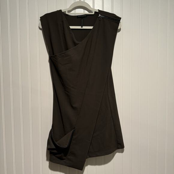 Sarah Pacini Tops - Sarah Pacini Sleeveless Asymmetrical Top Olive Green Lagenlook Size Small